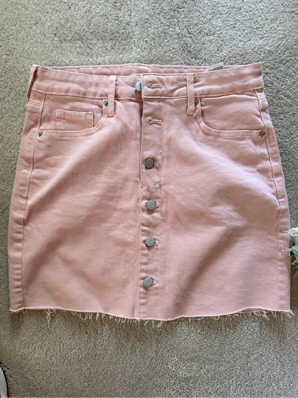 Old Navy Blush Pink Button-Front Denim Mini Skirt